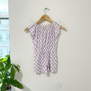 Old Navy Girl's Purple & White Checkered Print Romper Size Small